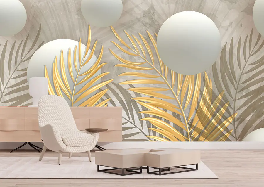 murales de pared Hojas y cuadrados 3d u80467