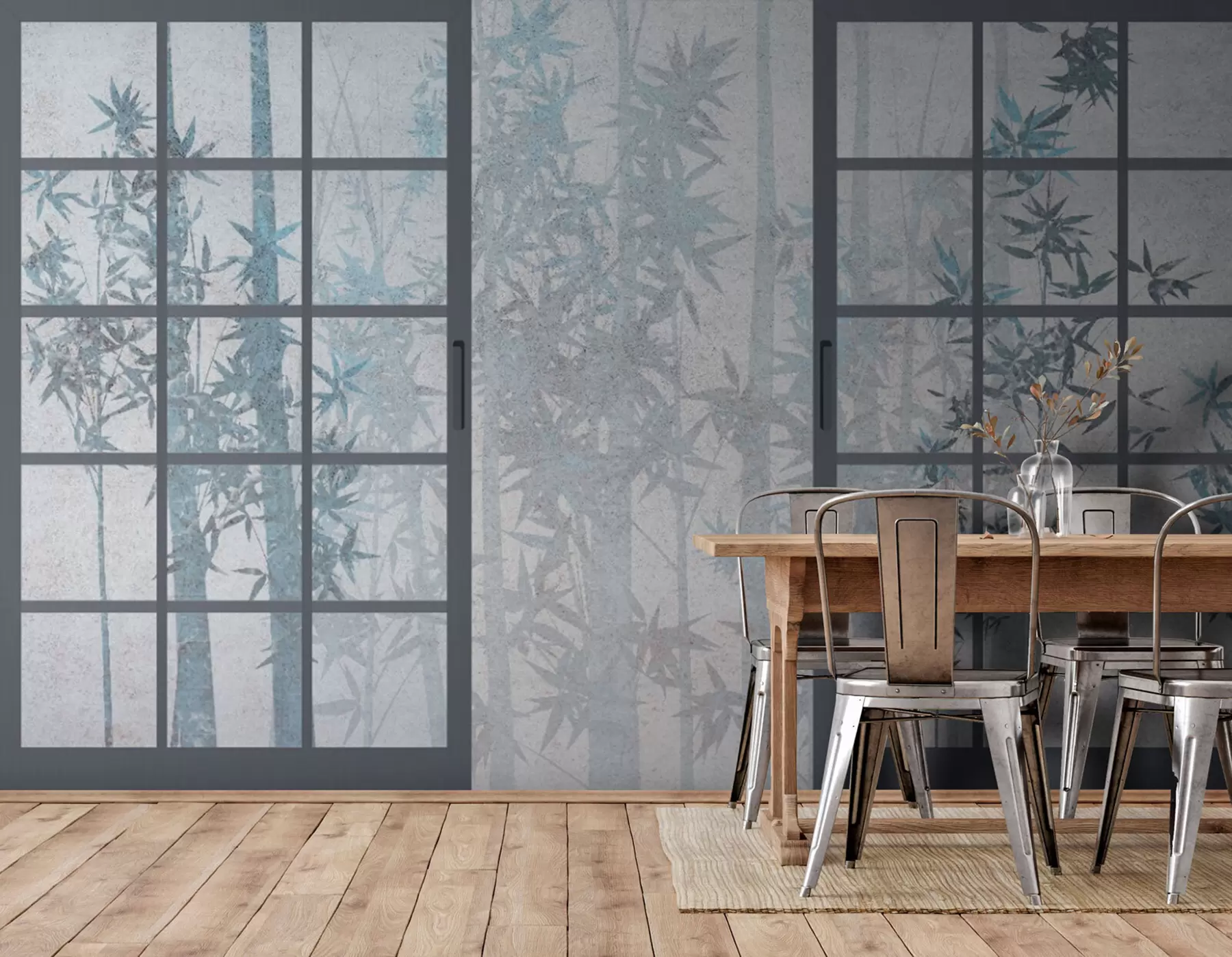 murales de pared Bamboo y estilo japonés de estilo de puerta tradicional japonesa u73365