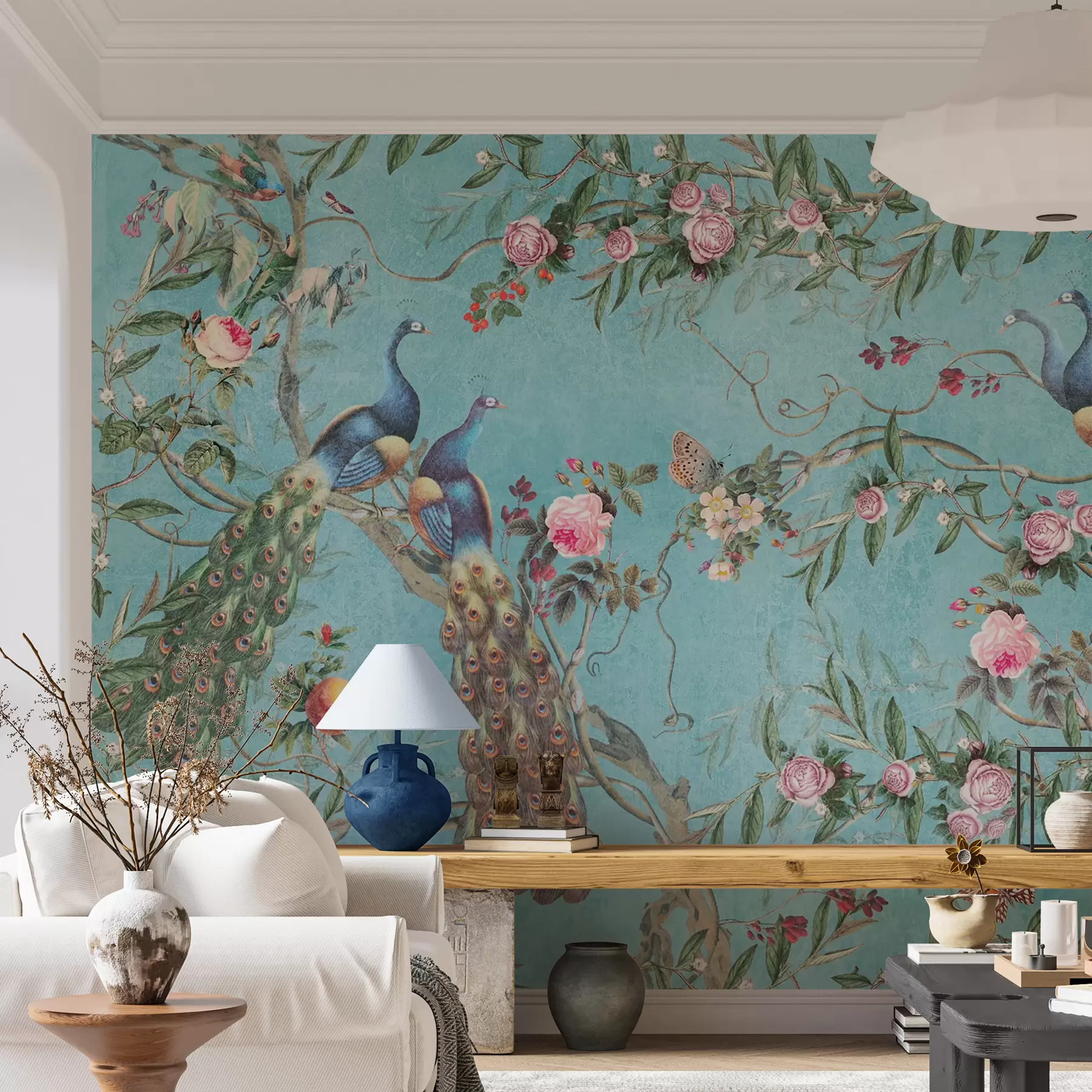 murales de pared Ave, flor y vertebrado u12428