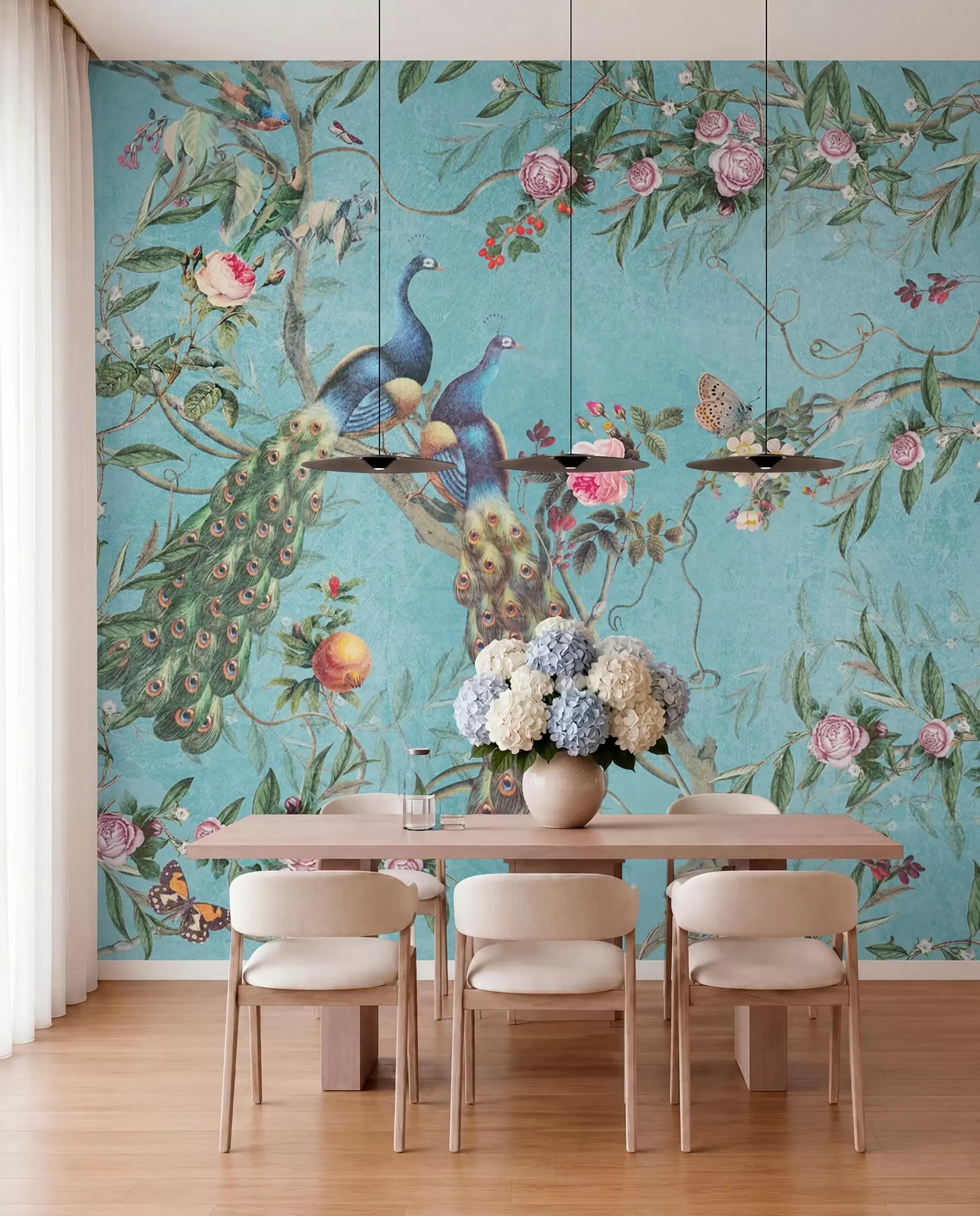 murales de pared Pavo real en turquesa u12428