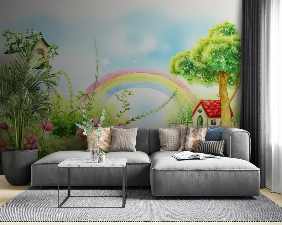 murales de pared Arcoiris, planta y flor u57050