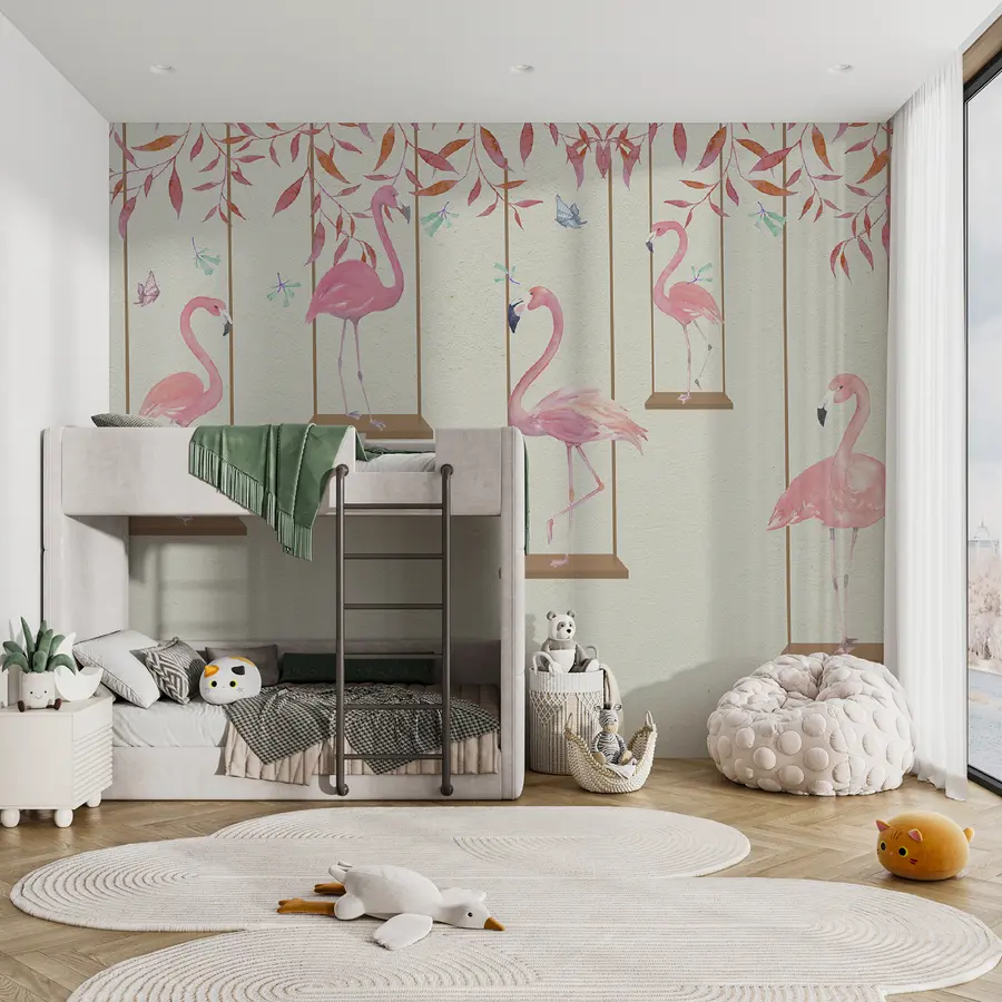murales de pared Flamencos en columpios u21345
