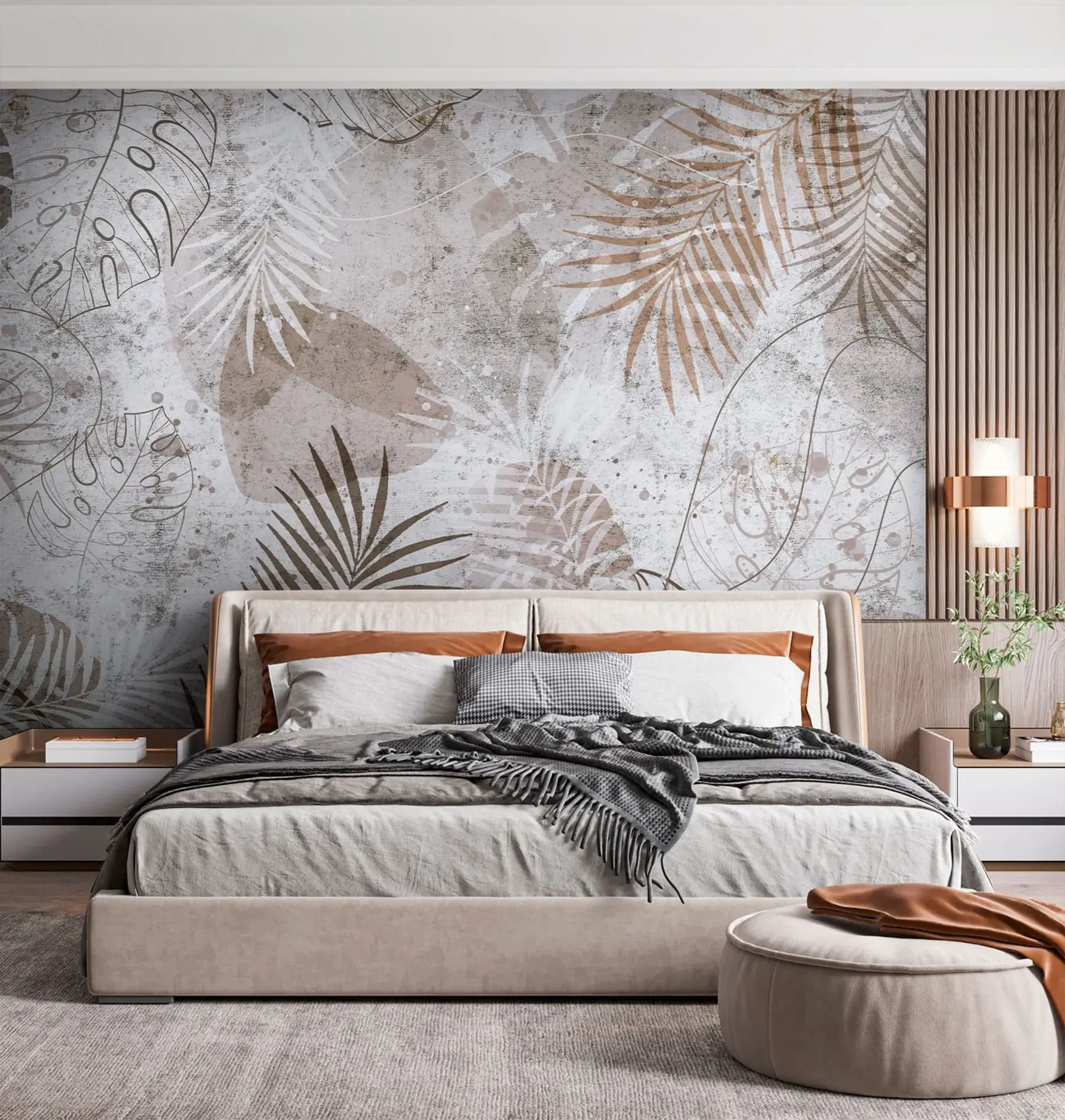 murales de pared Hojas 3D glamorosas con estilo grunge u73584
