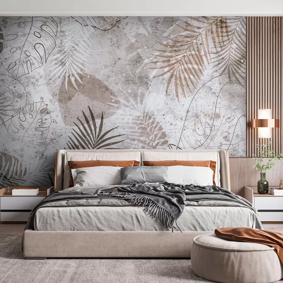 murales de pared Hojas 3D glamorosas con estilo grunge u73584