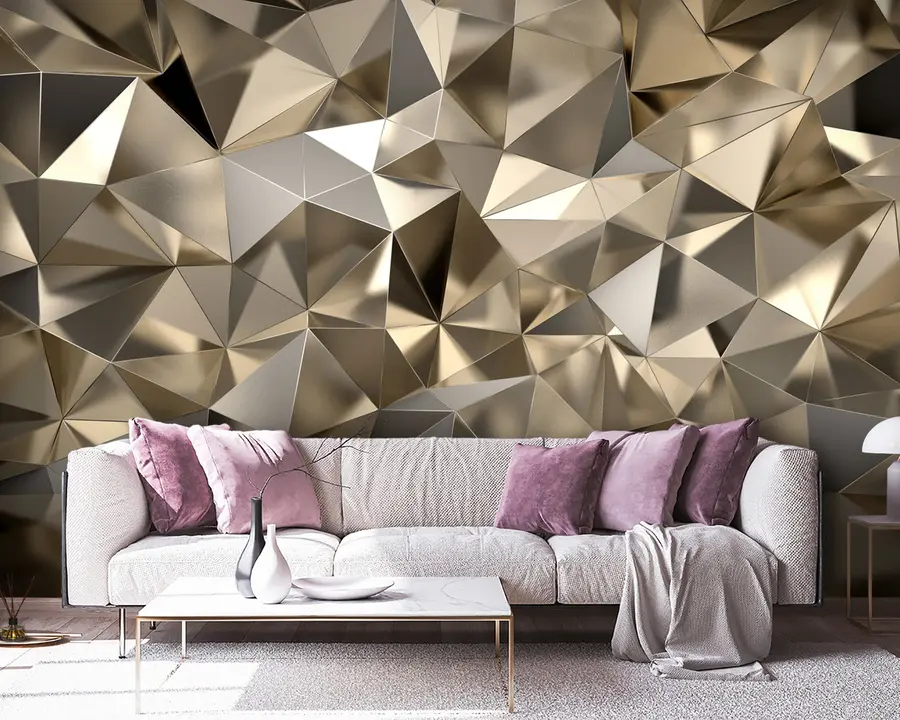 murales de pared Marrón, triangulo y gris u93417
