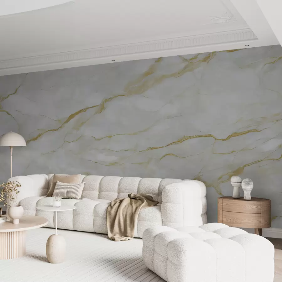 murales de pared Mármol blanco con líneas beige u93433