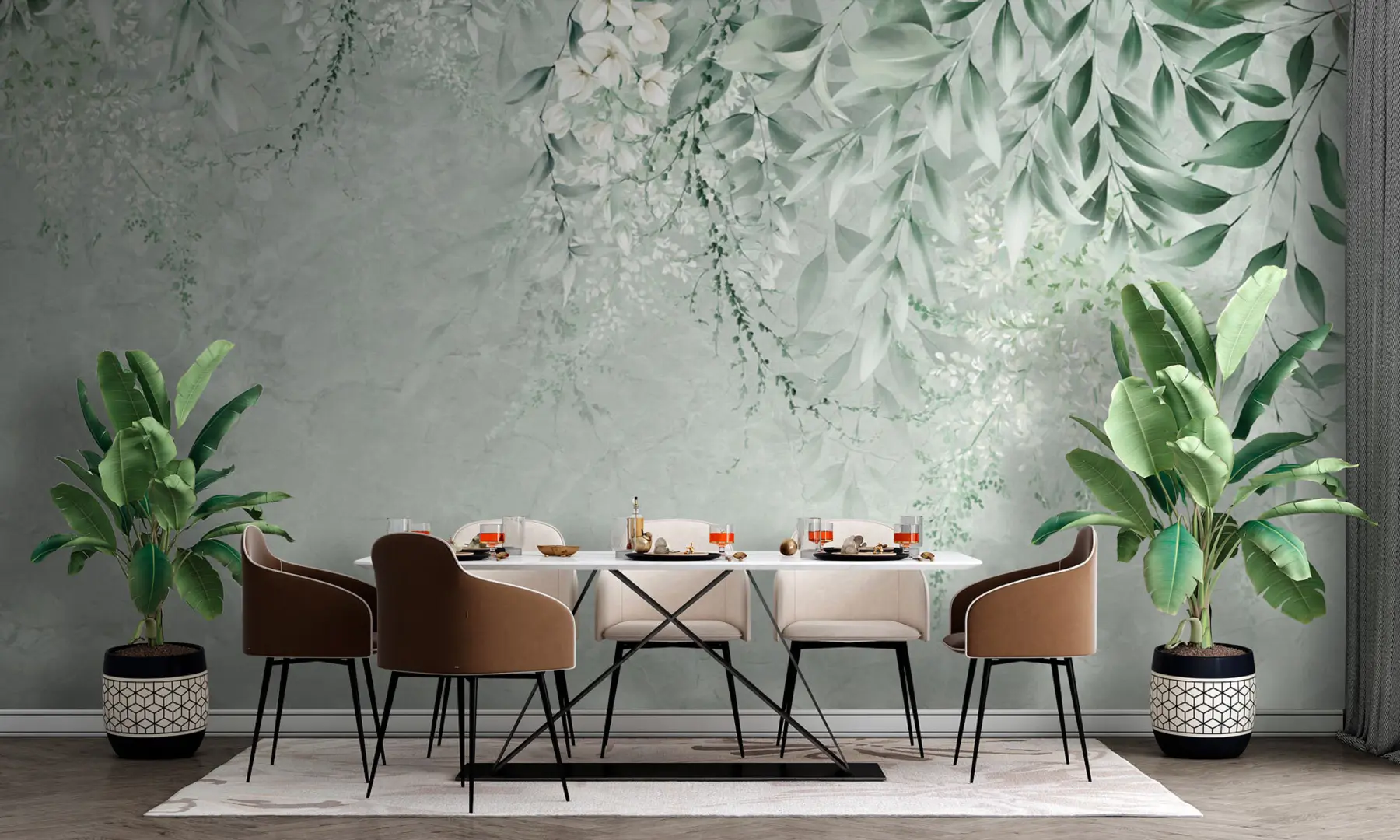 murales de pared Flores botánicas en mármol u73982