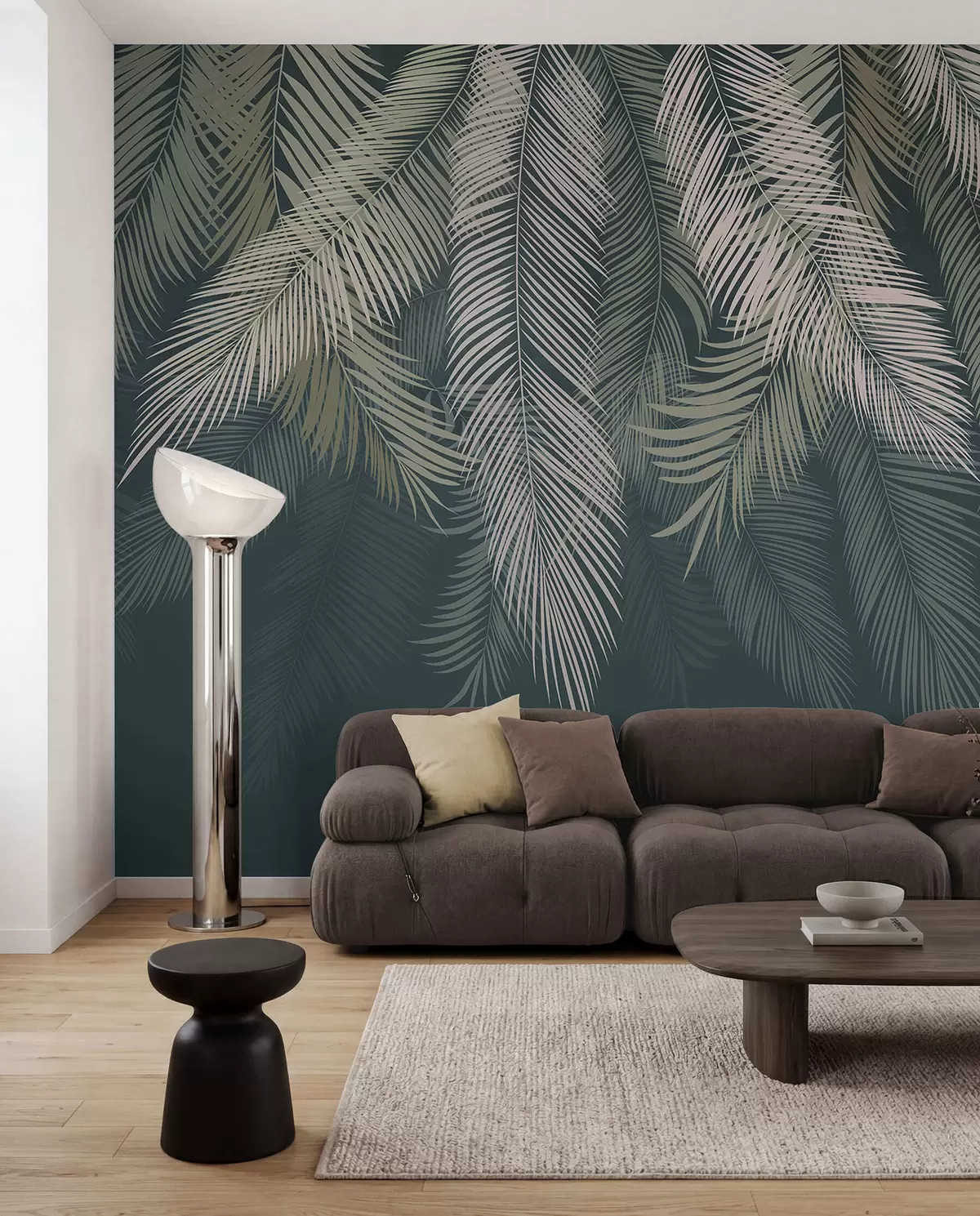 murales de pared Palmas sobre azul petróleo u48556v2