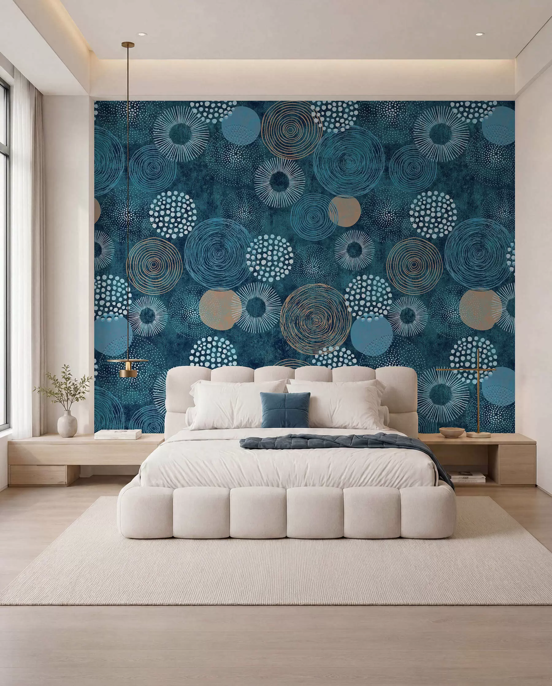 murales de pared Estudio de círculos índigo u59376