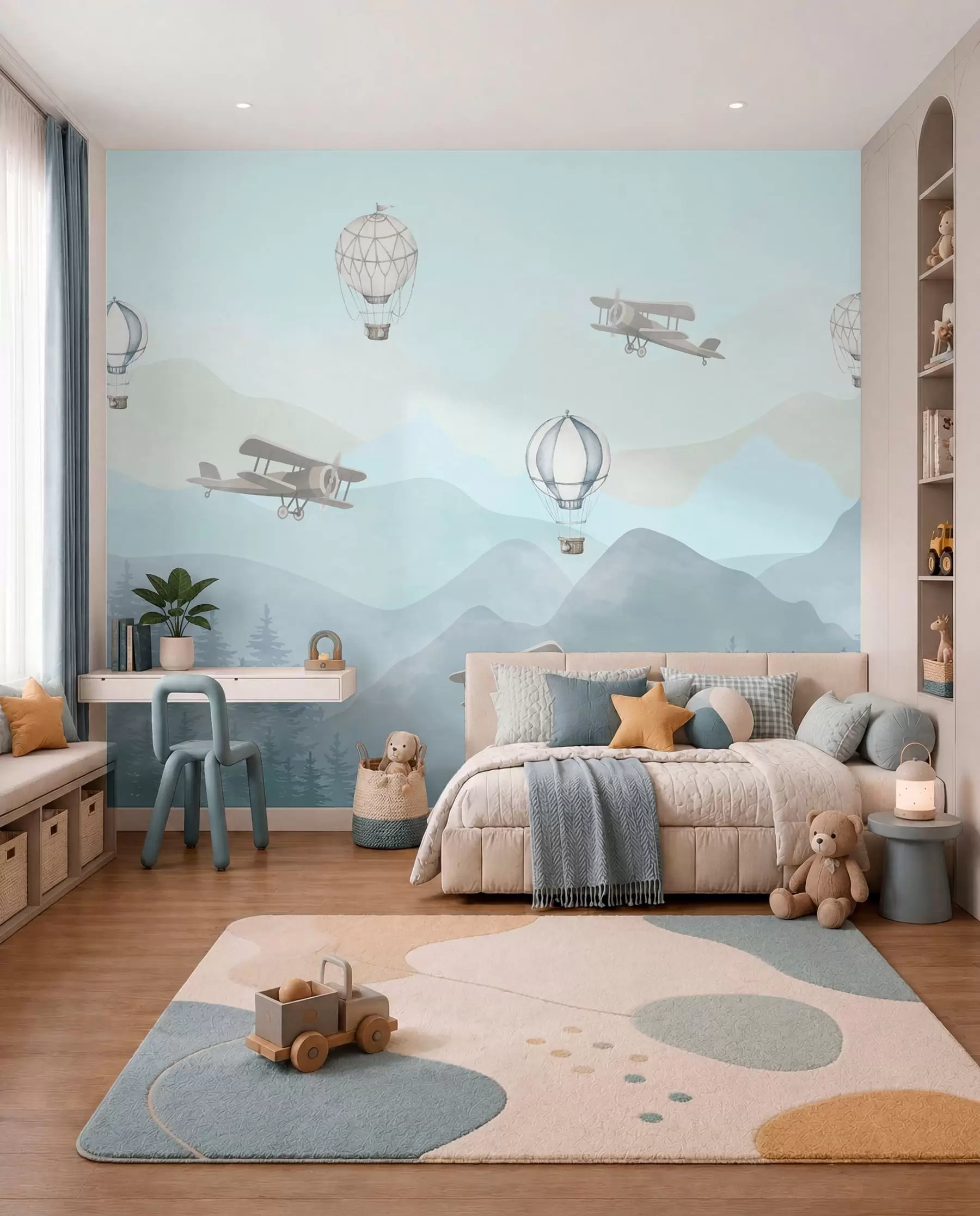 murales de pared Cielo con globos y helicópteros u74226