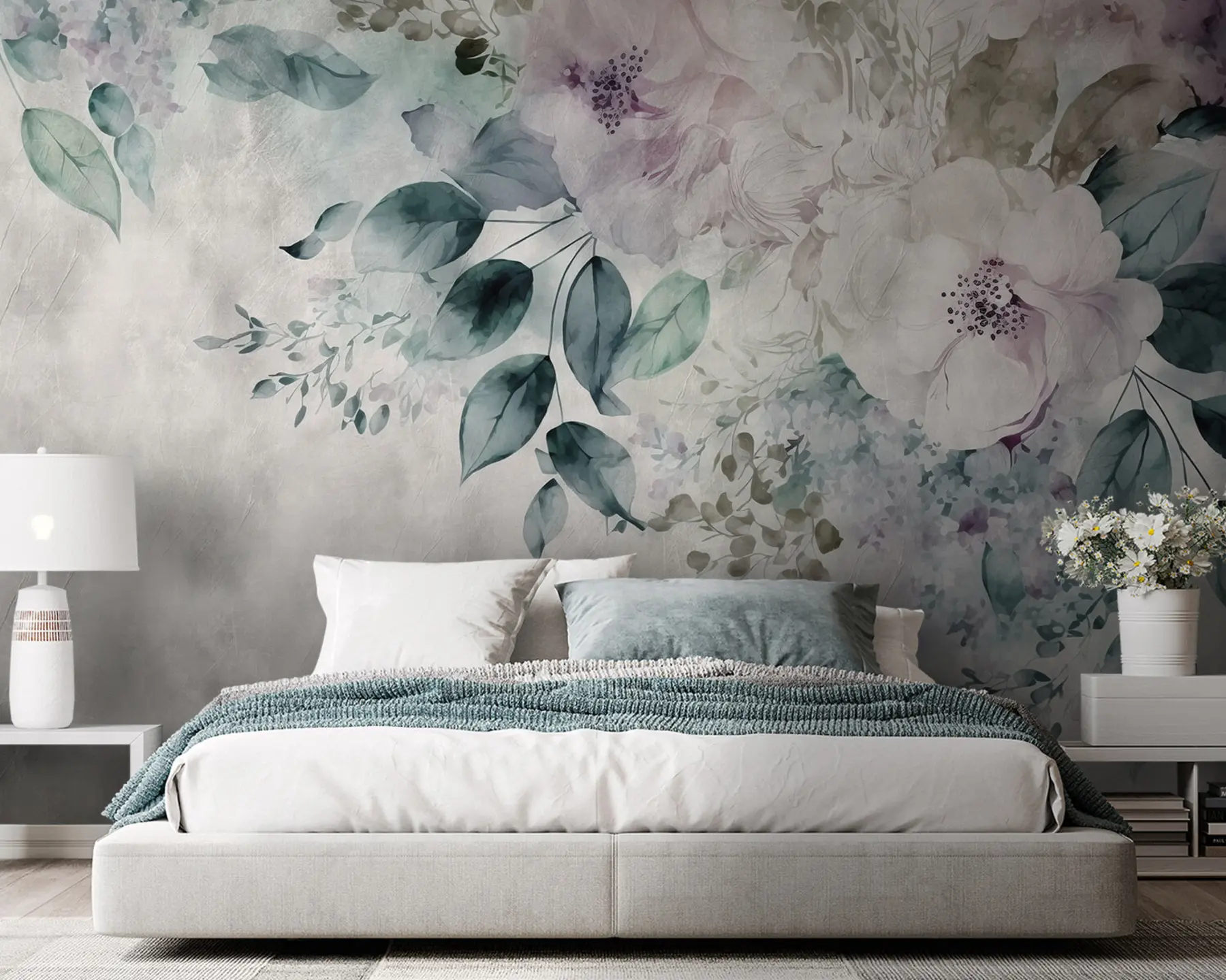 murales de pared Delicadas flores de acuarela u93940