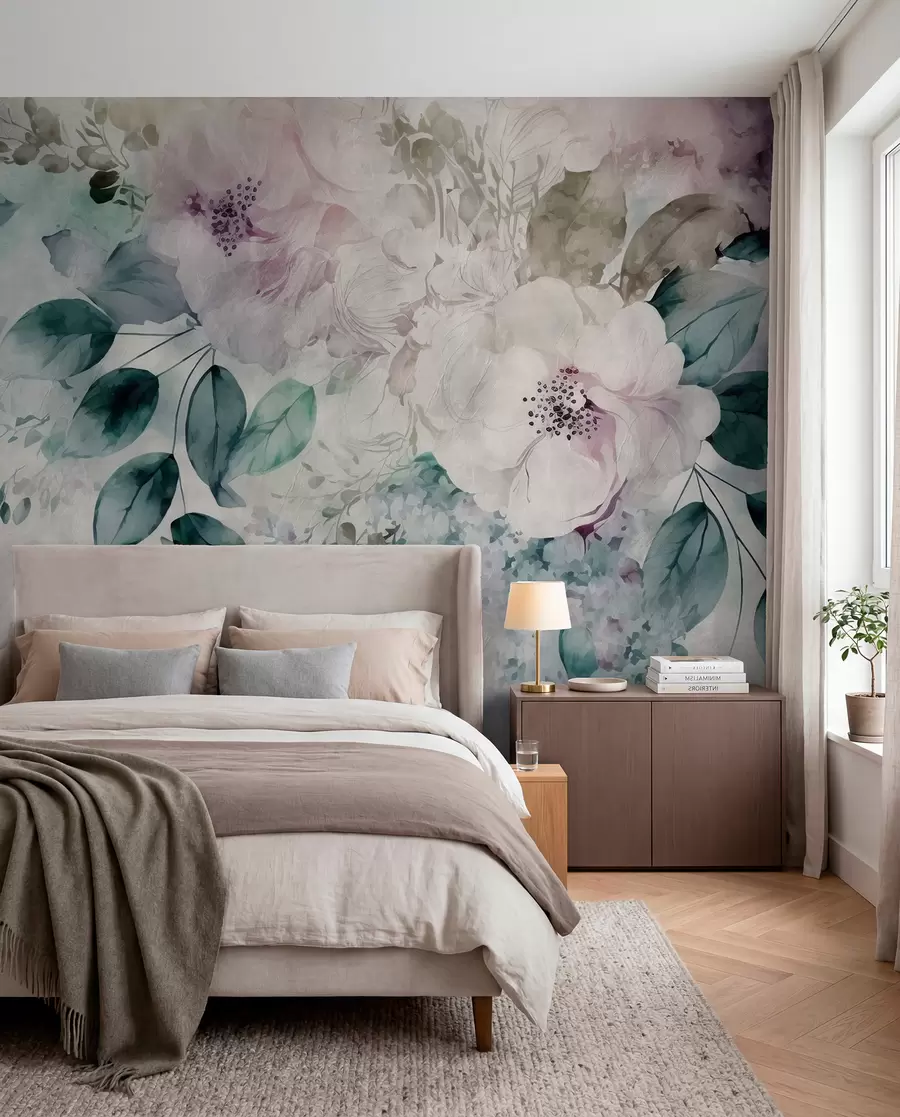 murales de pared Delicadas flores de acuarela u93940