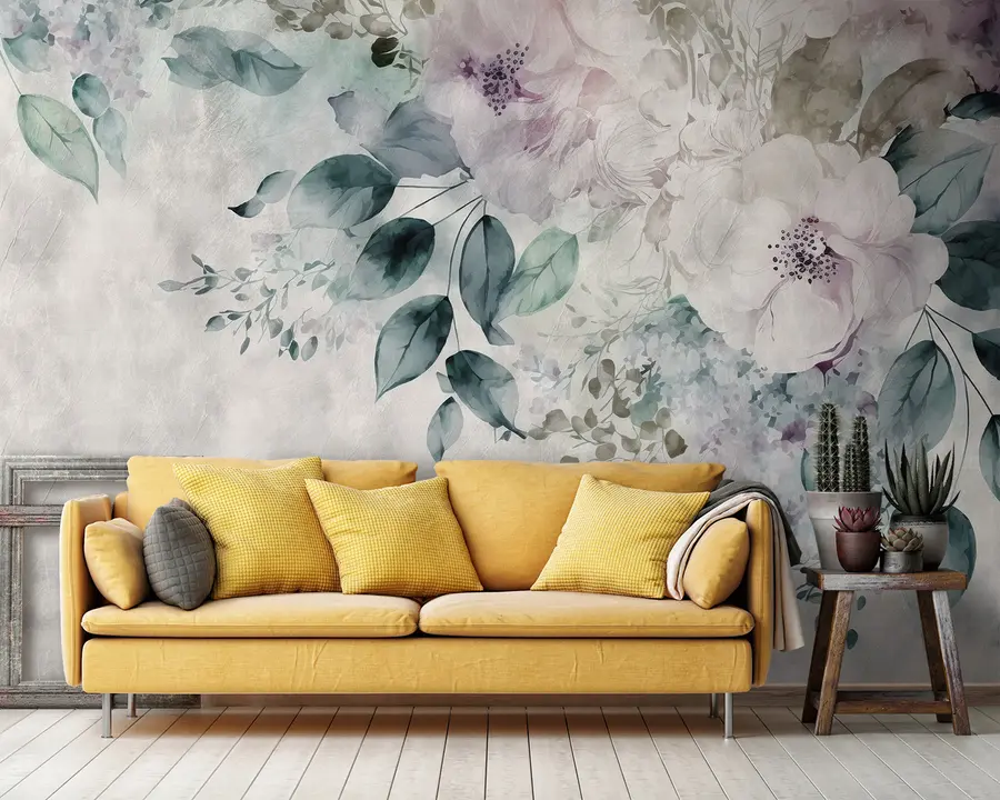 murales de pared Delicadas flores de acuarela u93940