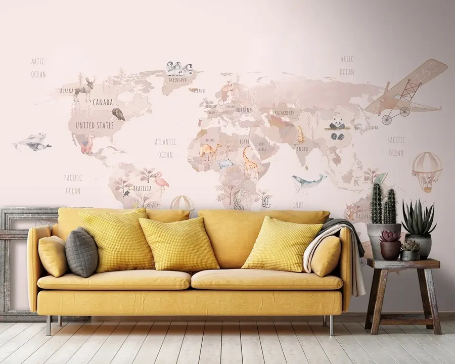 murales de pared Mapa mundial para niñas u93908