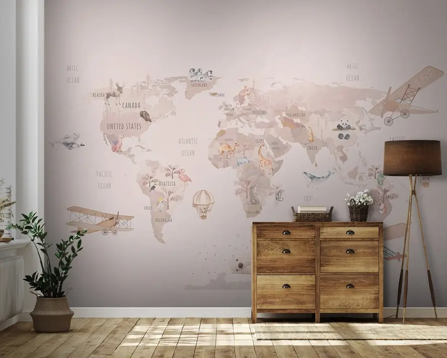 murales de pared Mapa mundial para niñas u93908