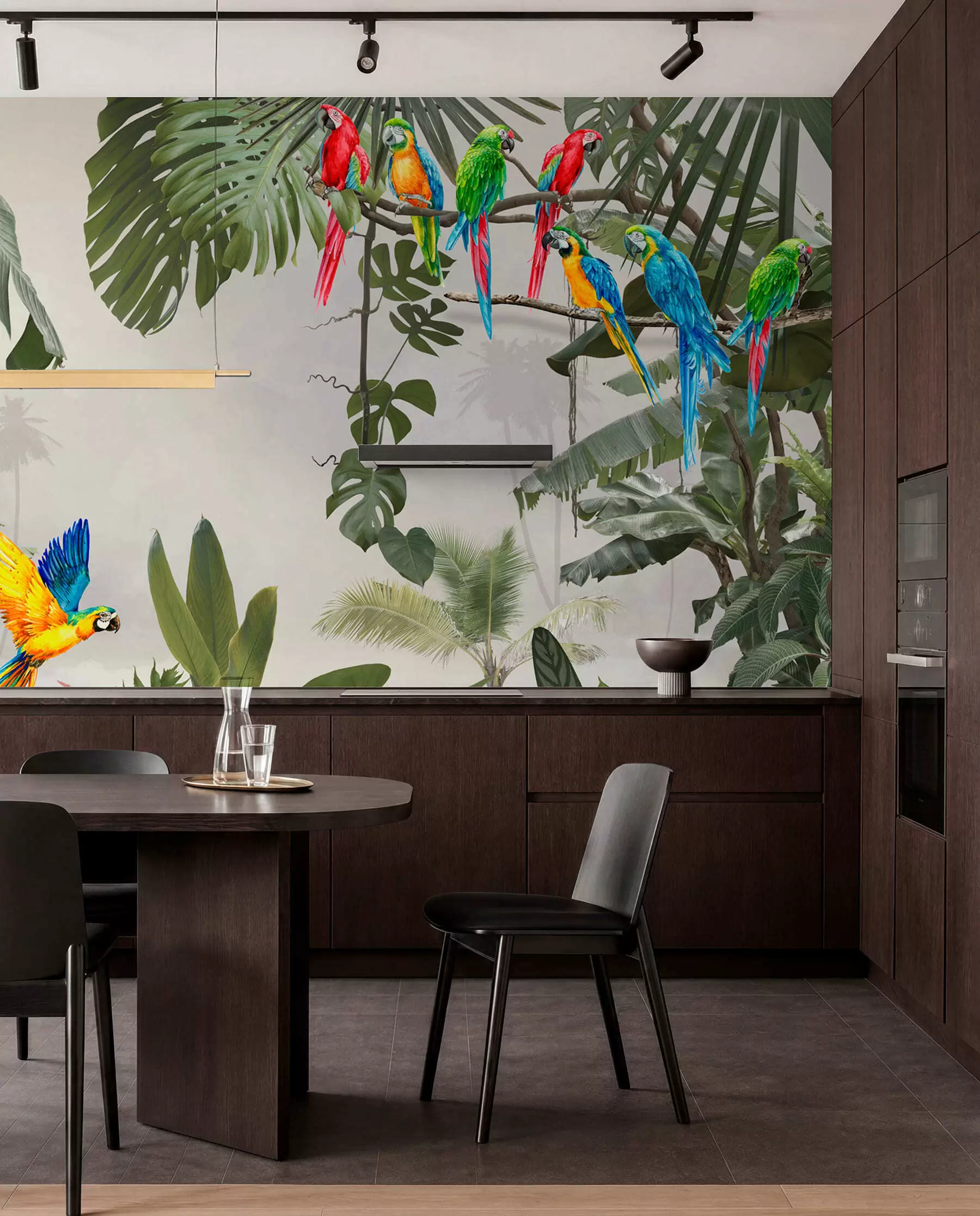 murales de pared Loros entre las copas u94072