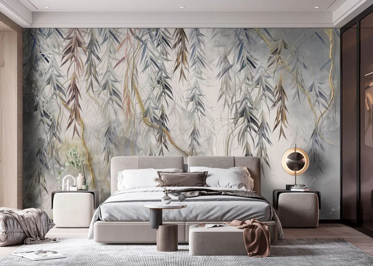 murales de pared Mármol mágico y hojas. u74185