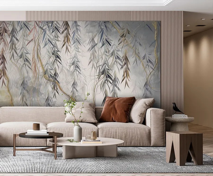 murales de pared Mármol mágico y hojas. u74185