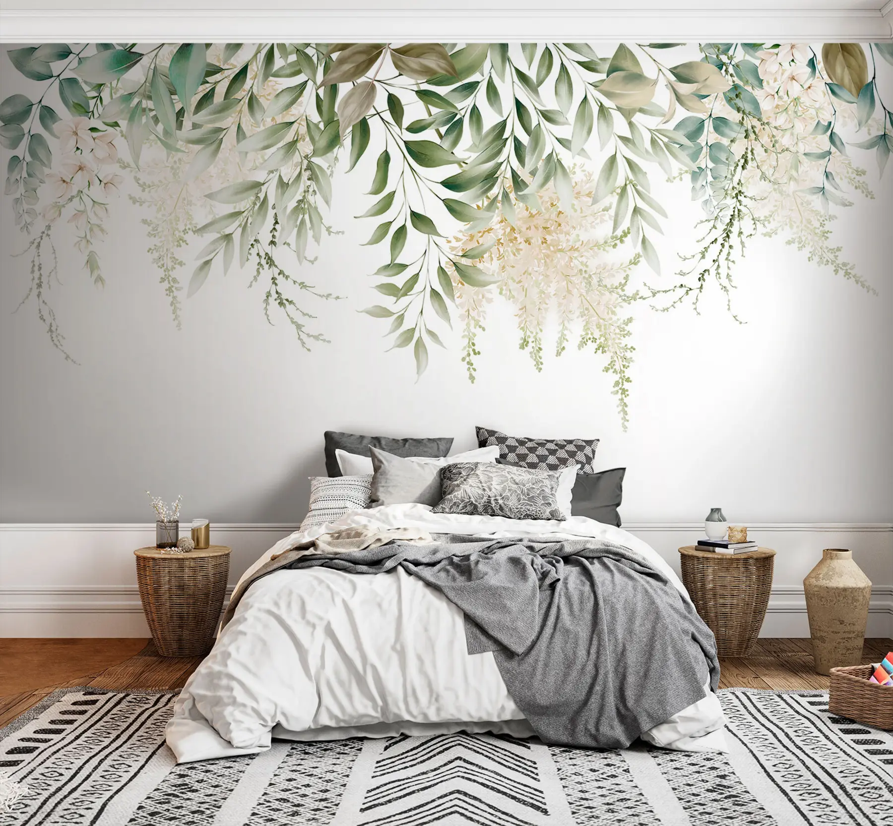 murales de pared Marco floral con greens de acuarela u94197