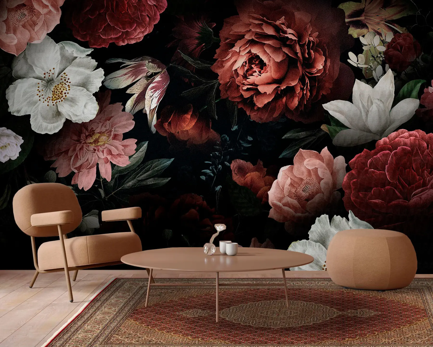 murales de pared Diseño de rosas con efecto acuarela u94330