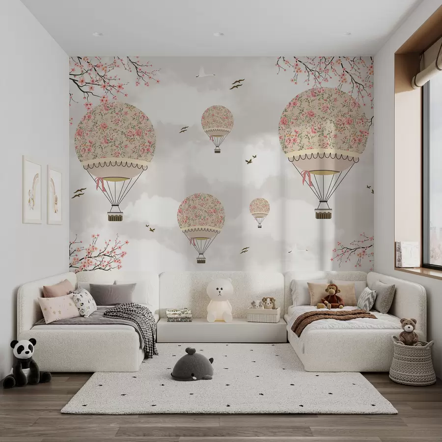murales de pared Globos en flores y ramas de sakura. u94445