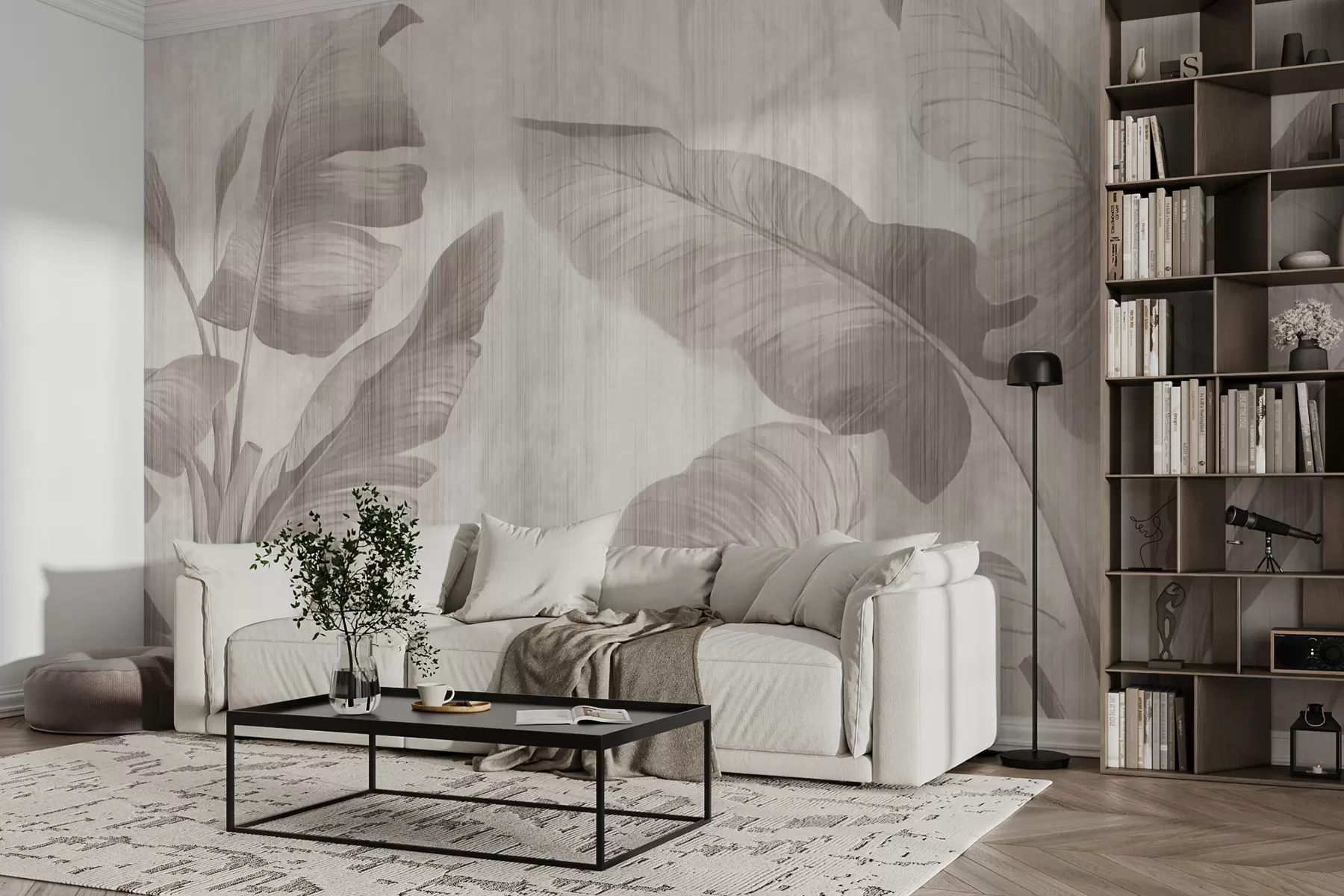 murales de pared Hojas tropicales en estilo grunge u00299