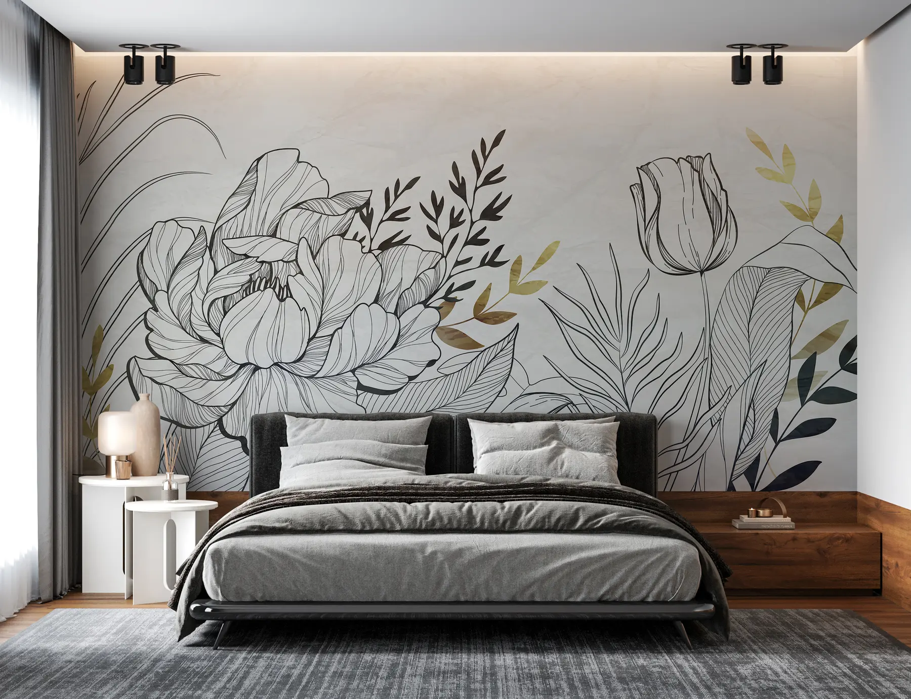 murales de pared follaje de flores u94307