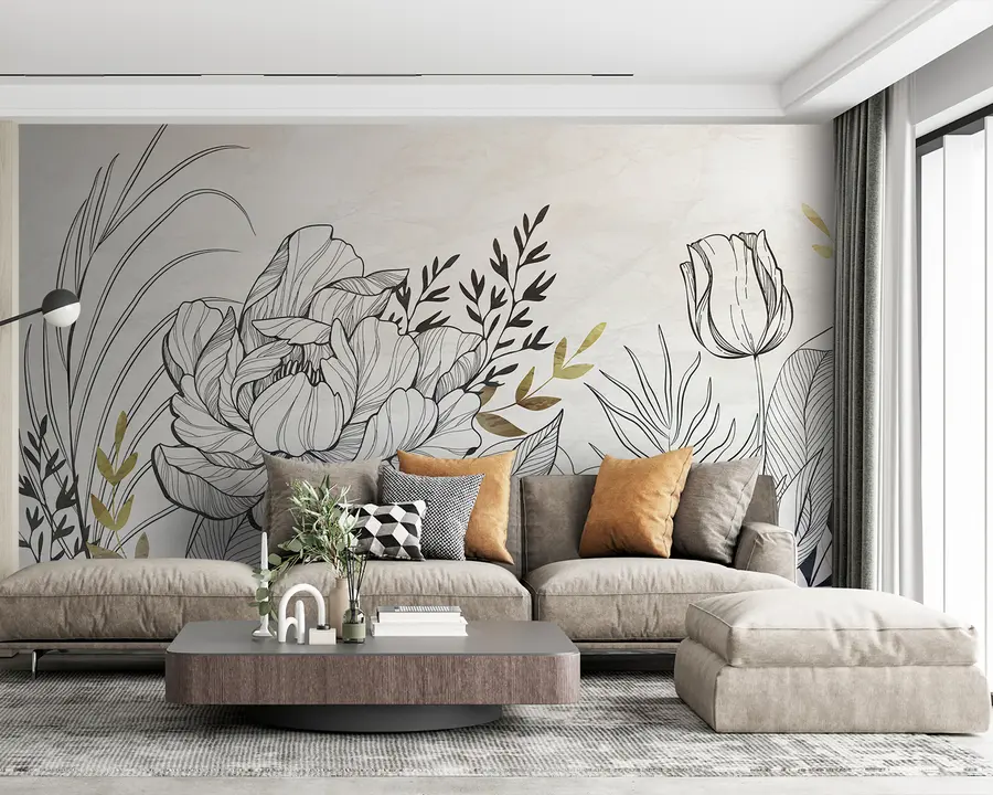 murales de pared follaje de flores u94307