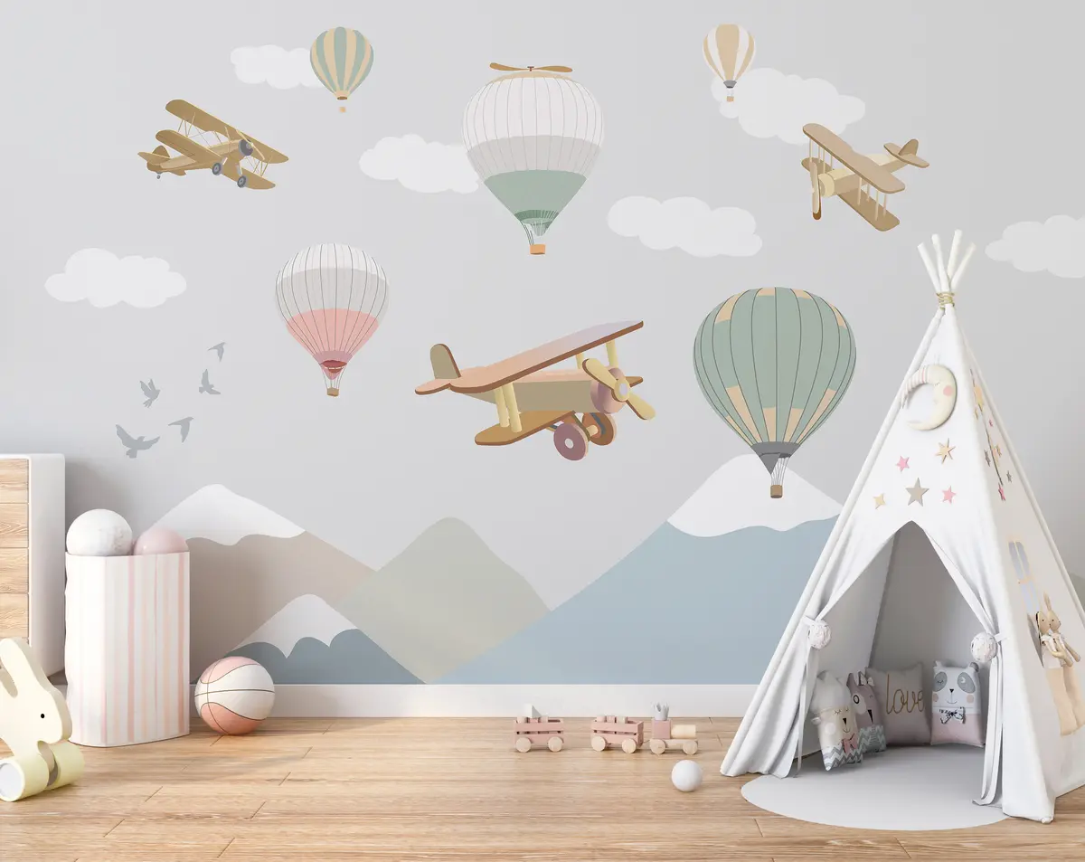 murales de pared Aviones, globos y nubes u94310
