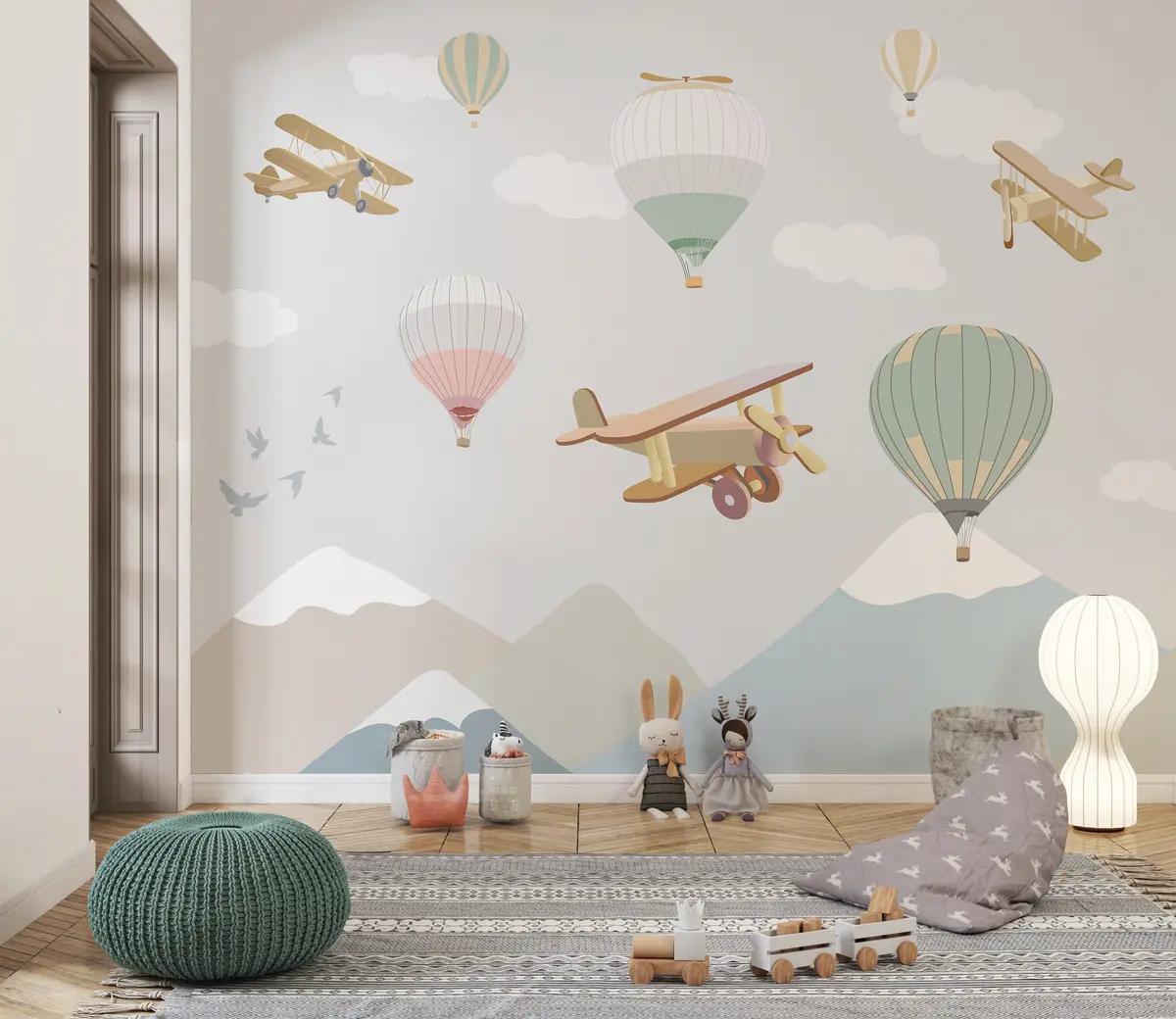 murales de pared Aviones, globos y nubes u94310