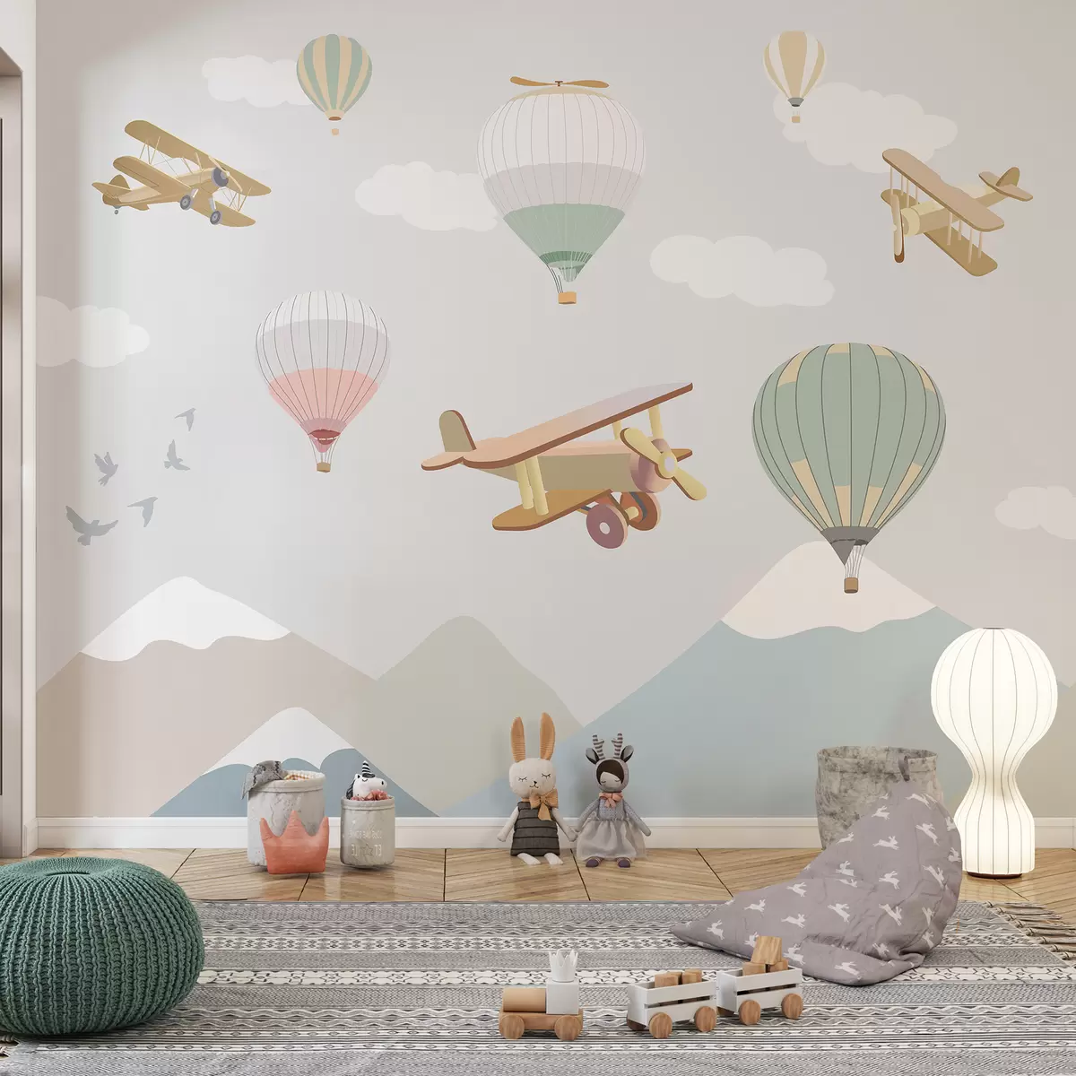 murales de pared Aviones, globos y nubes u94310