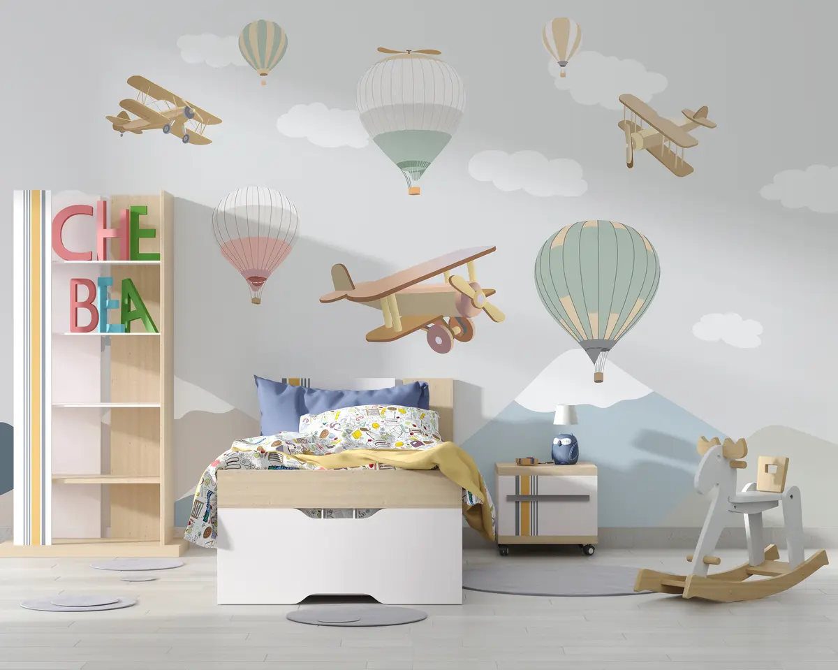 murales de pared Aviones, globos y nubes u94310