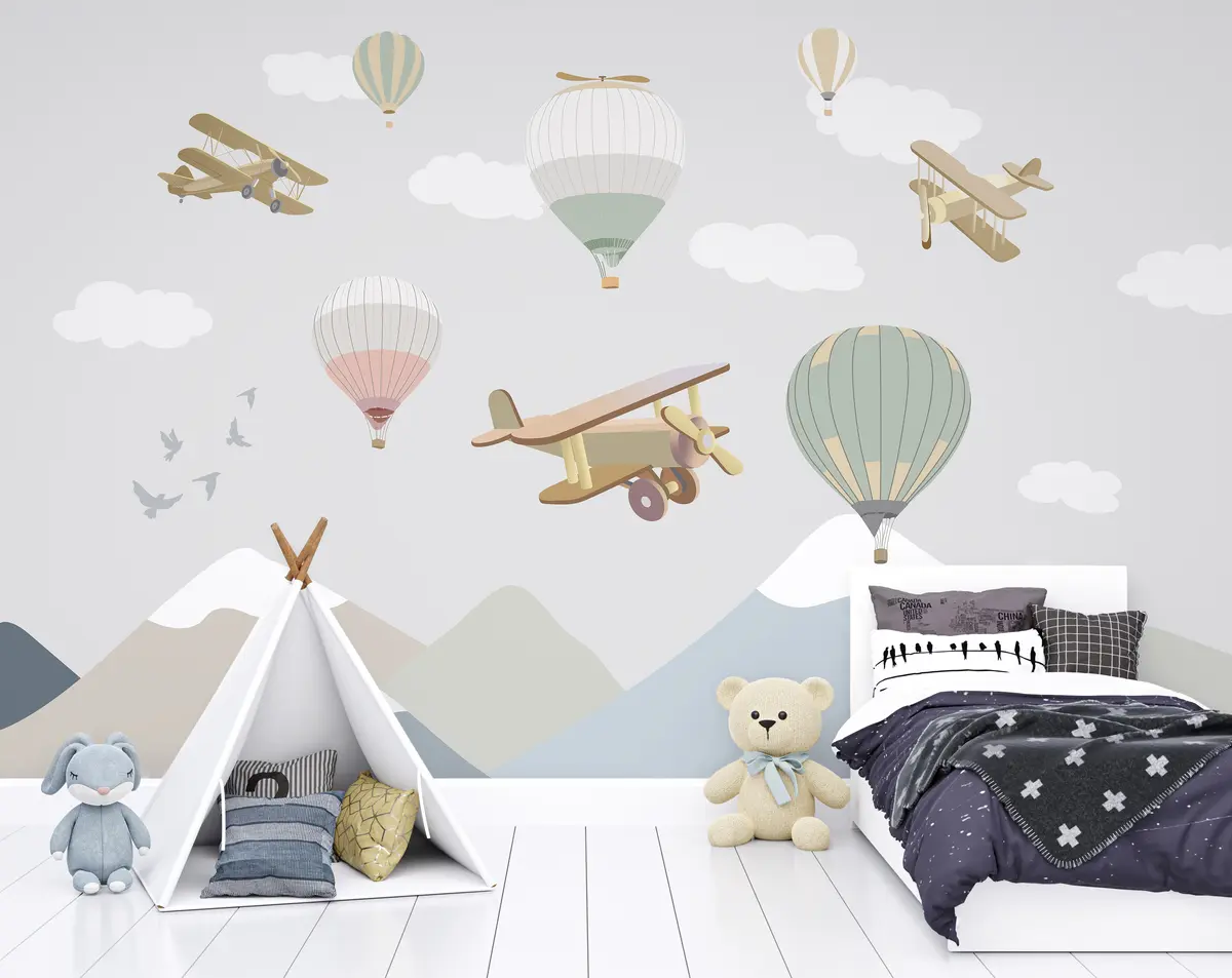 murales de pared Aviones, globos y nubes u94310