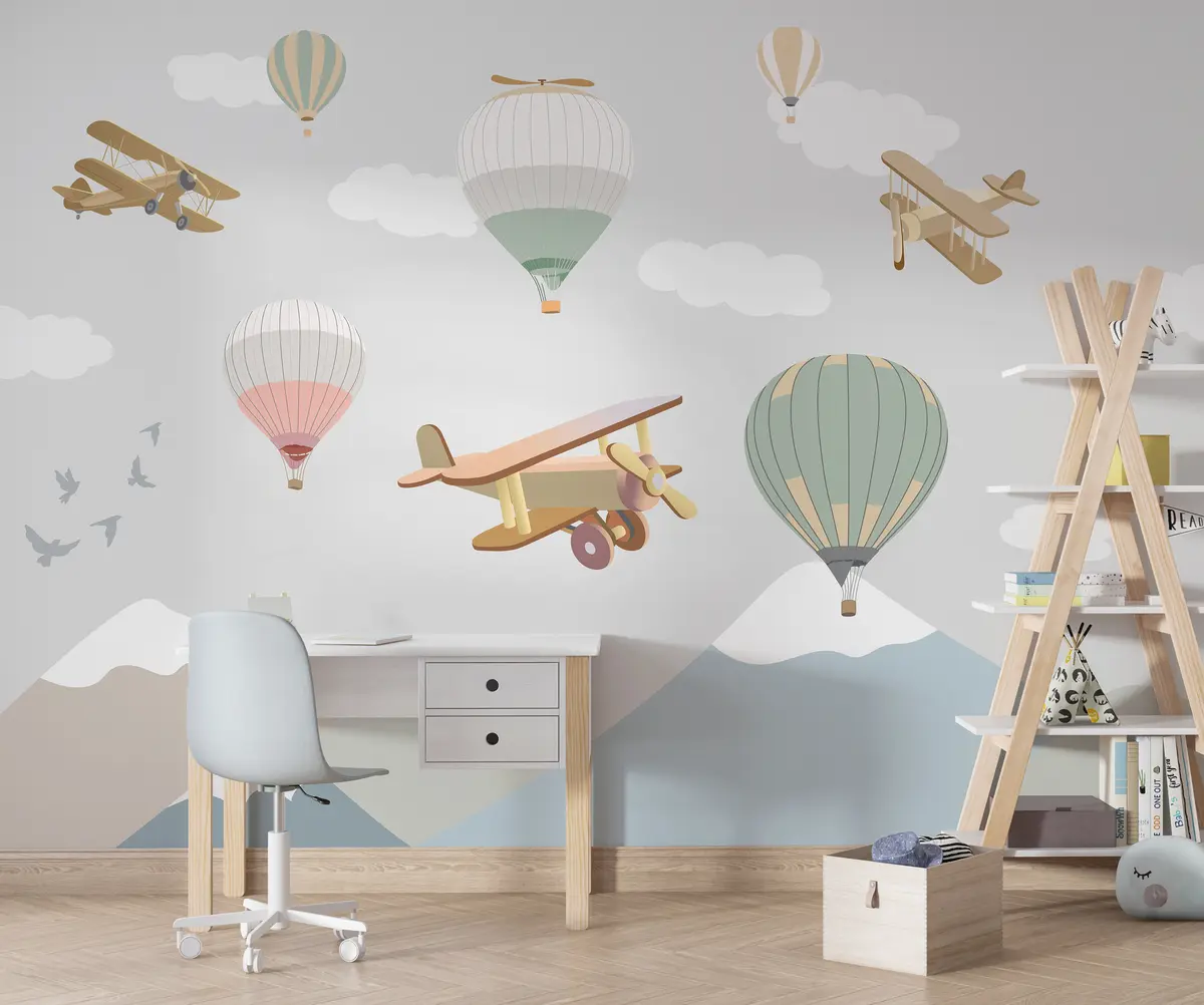 murales de pared Aviones, globos y nubes u94310