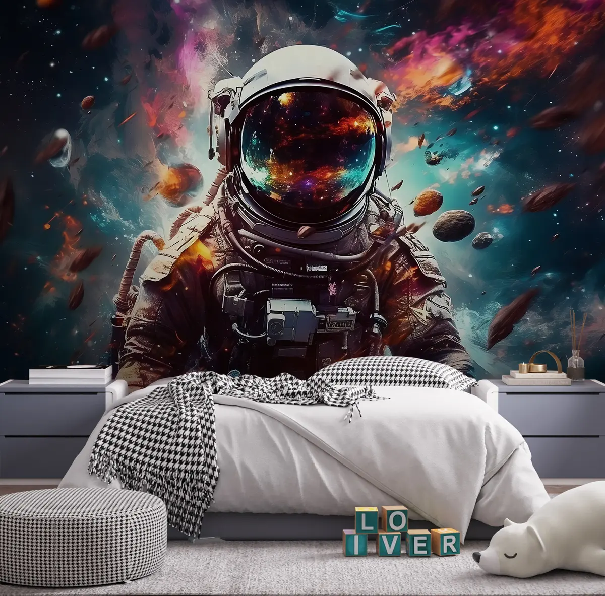 murales de pared Astronauta entre colores u95147