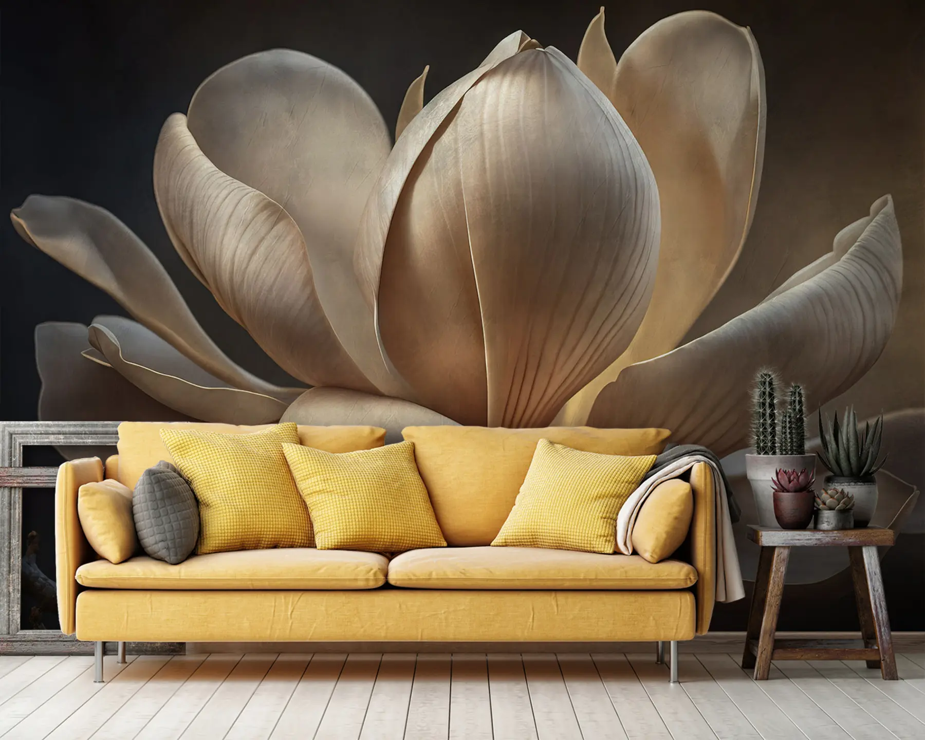 murales de pared Flor grande sobre un fondo oscuro u94507