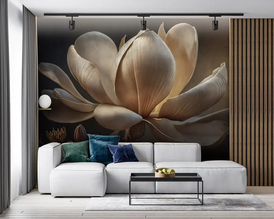 murales de pared Flor grande sobre un fondo oscuro u94507