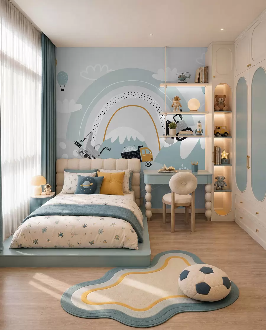 murales de pared Constructores entre colinas u95046