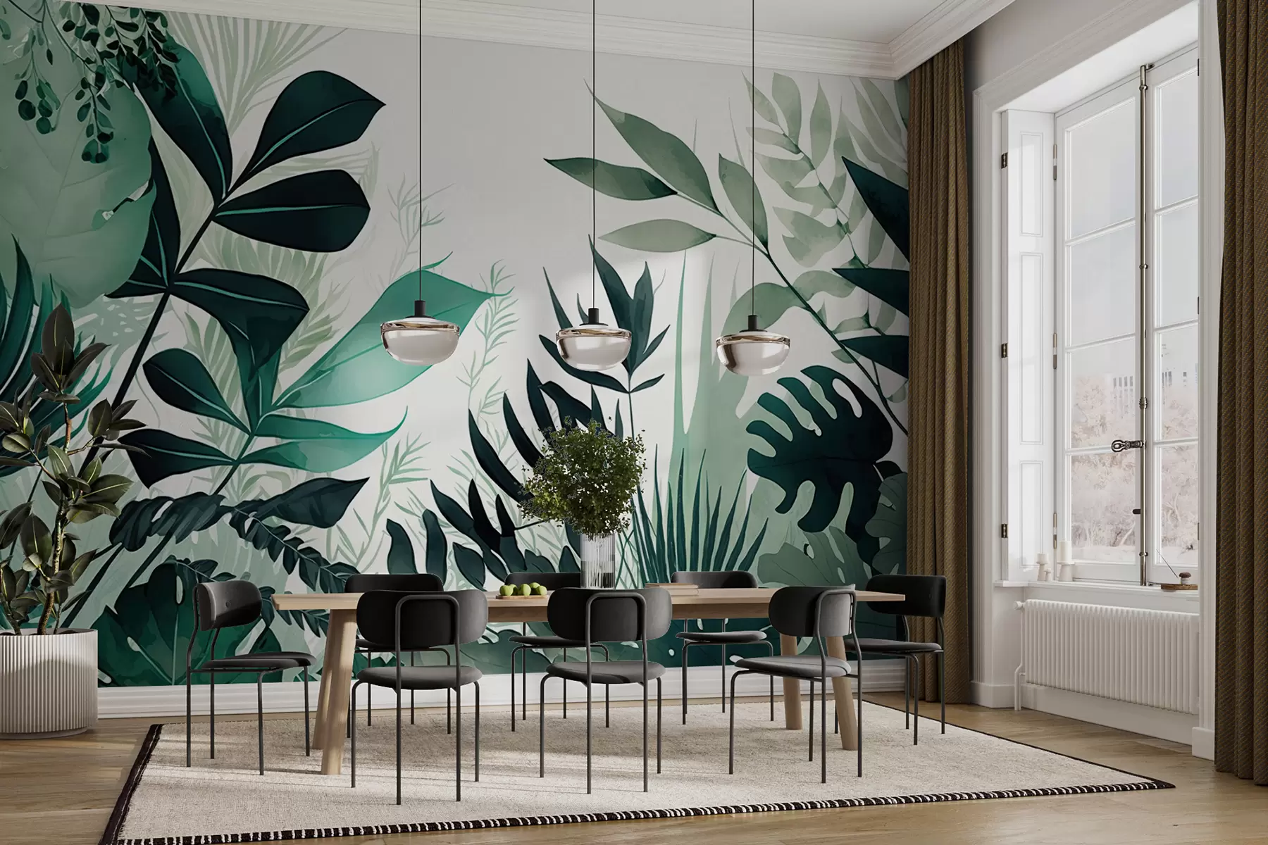 murales de pared Hojas verdes u75434