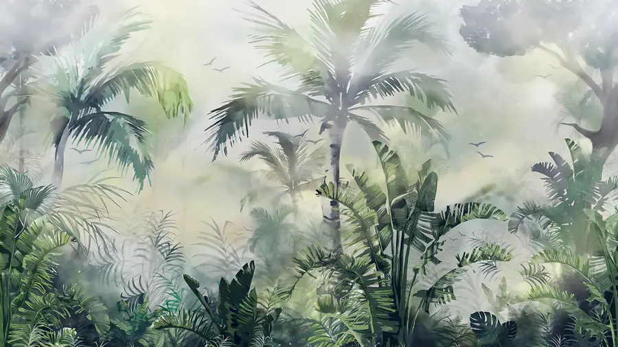 murales de pared Selva tropical con palmeras u94632
