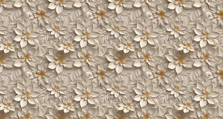 murales de pared Dispersión de flores blancas con efecto 3D u95251
