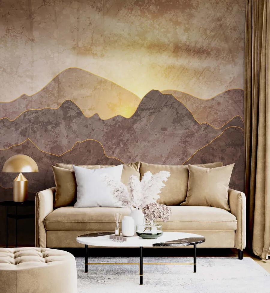 murales de pared Paisaje con picos de montaña u94314