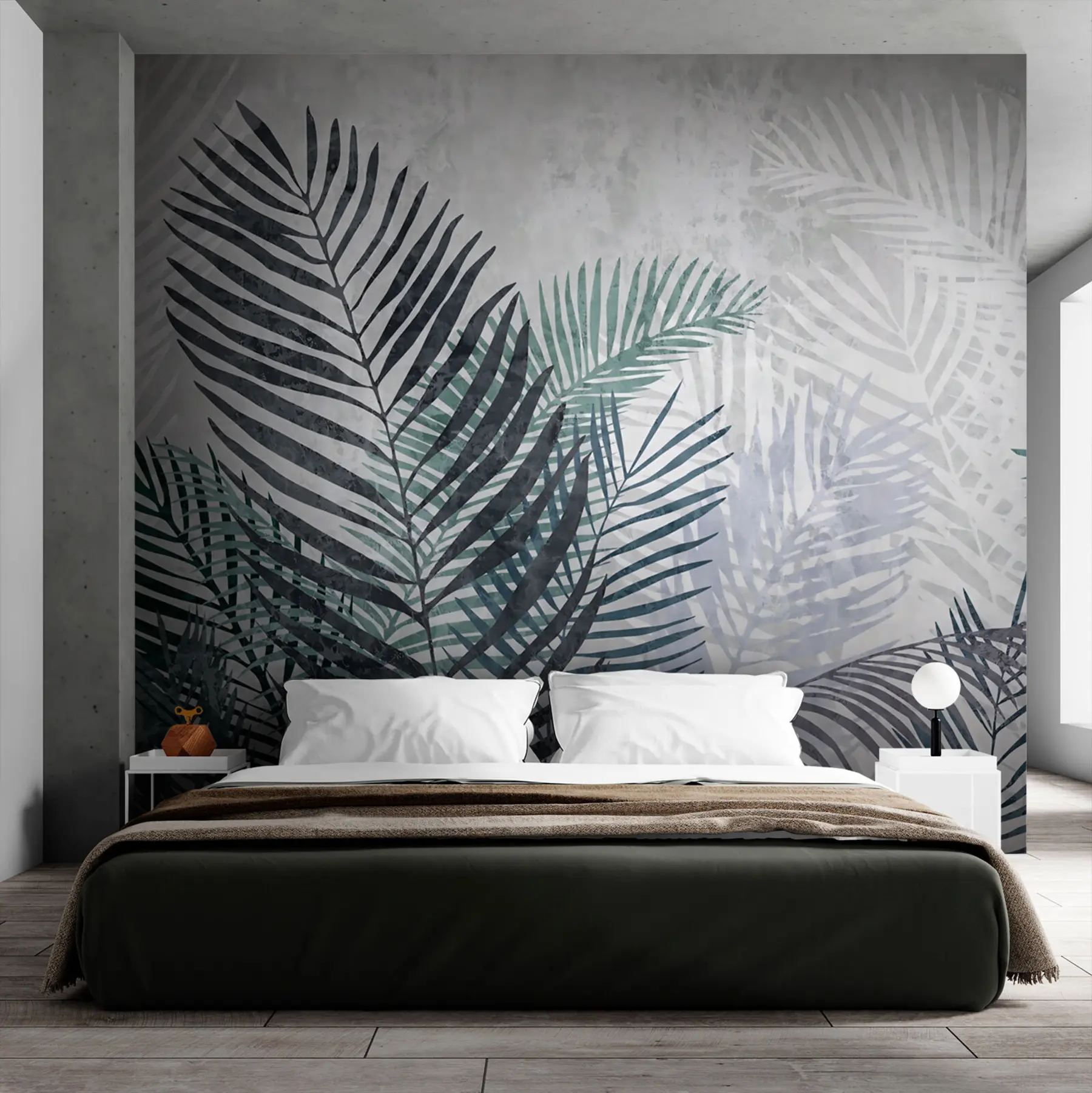 murales de pared Nuevo estilo grunge de hojas tropicales u94644