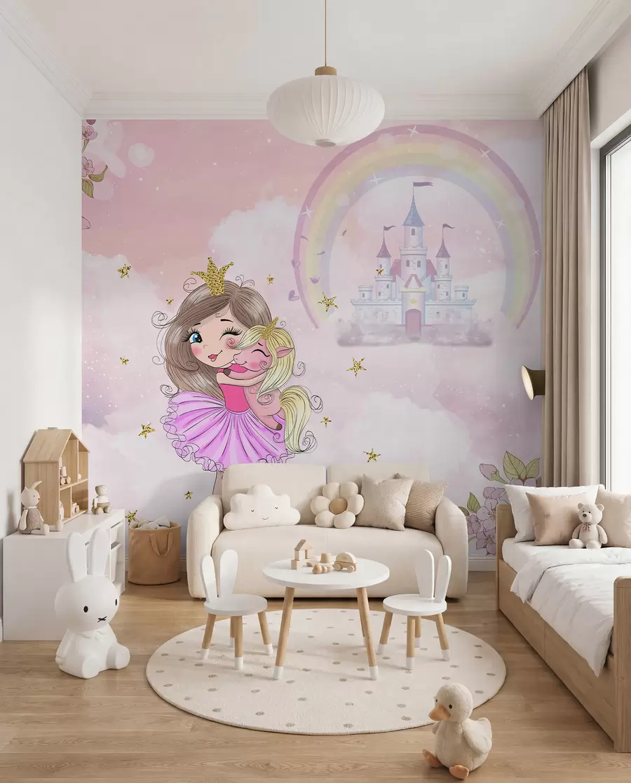 murales de pared La princesa y su unicornio u95401