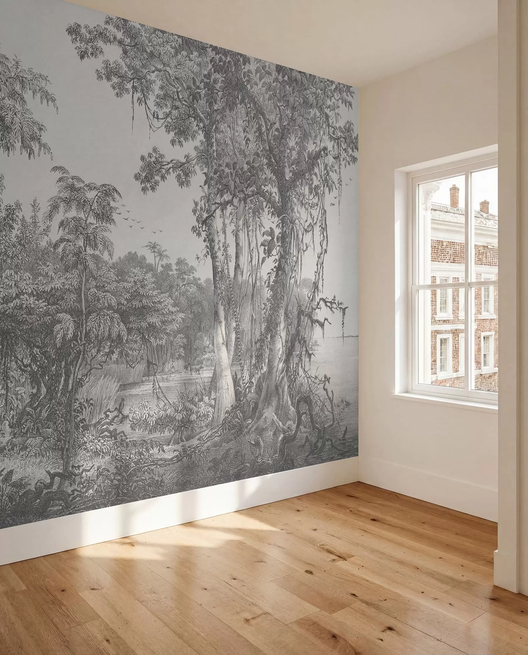 murales de pared Paisaje forestal con estilo vintage u95795
