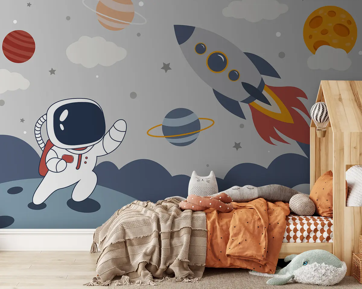 murales de pared Astronauta, cohete y planetas u95706