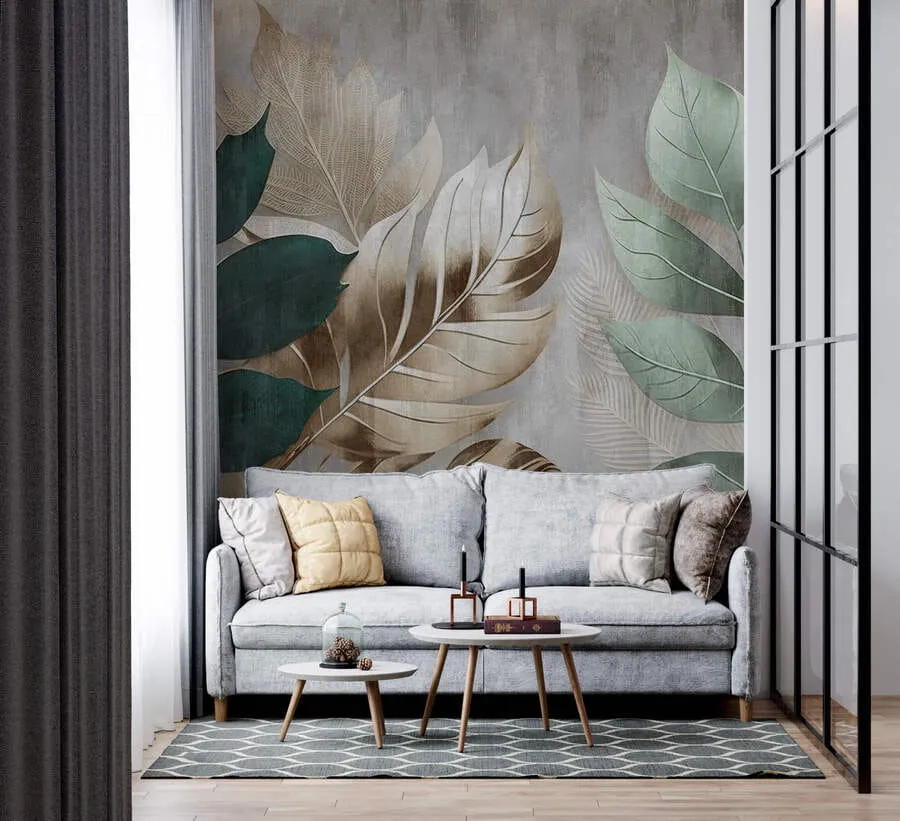 murales de pared Hojas sobre fondo texturizado u94827