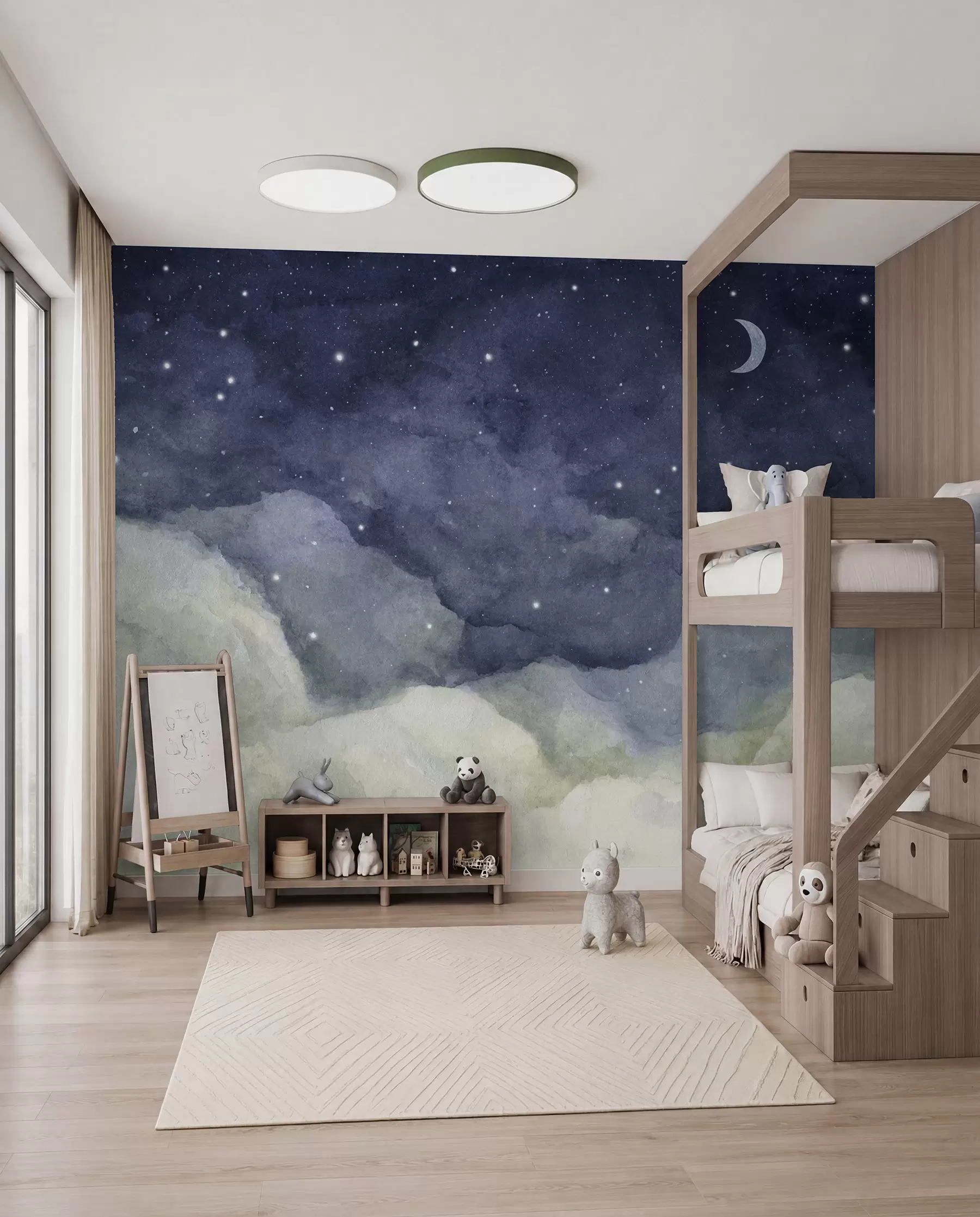murales de pared Luna creciente sobre las nubes u96076