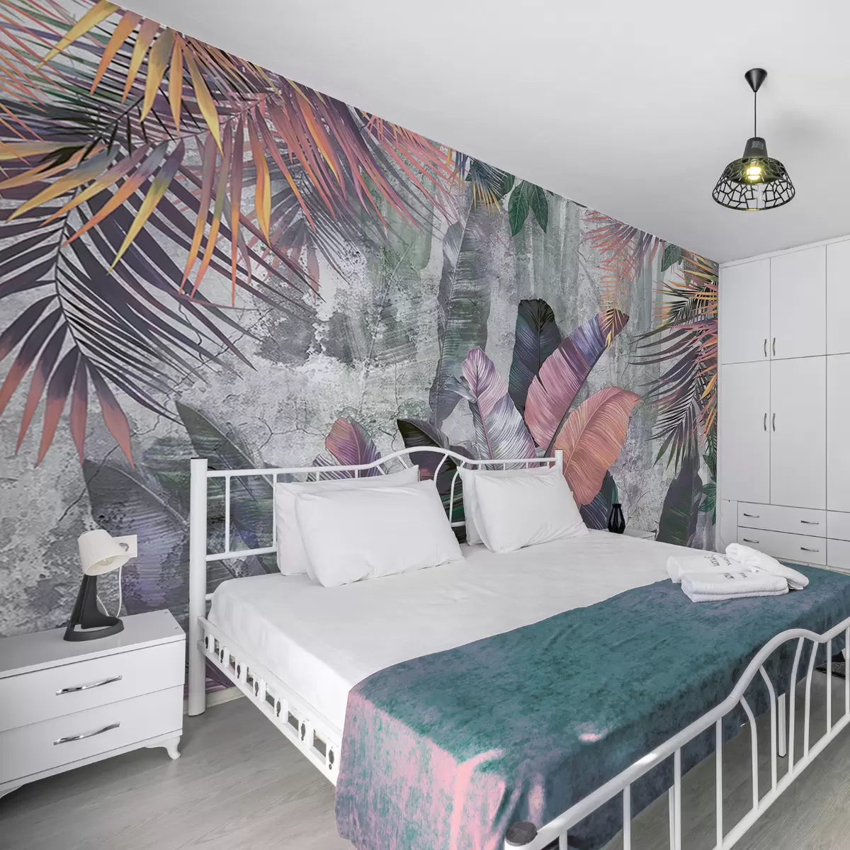 murales de pared Hojas tropicales grandes y coloridas u96338