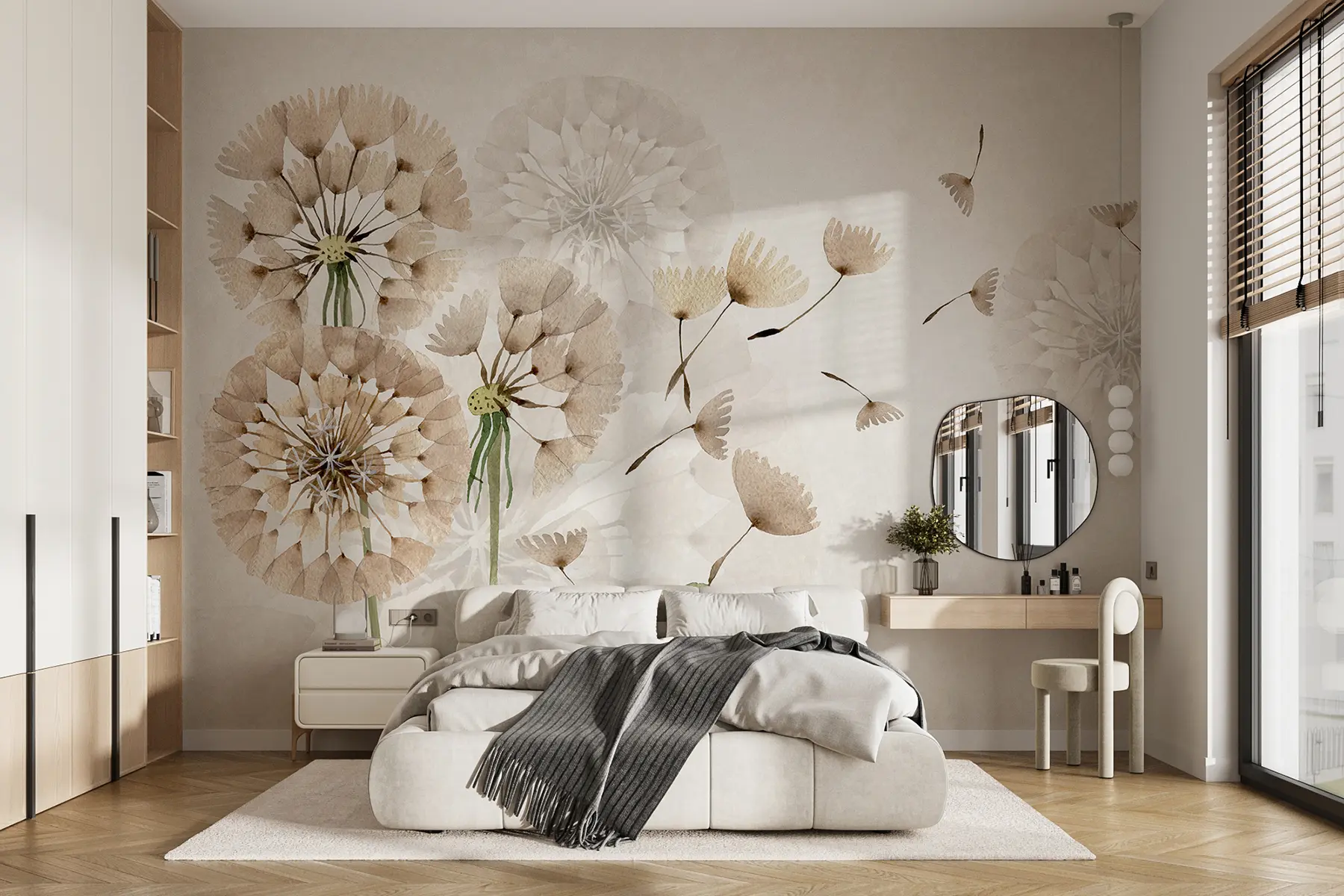 murales de pared dientes de león beige u09252